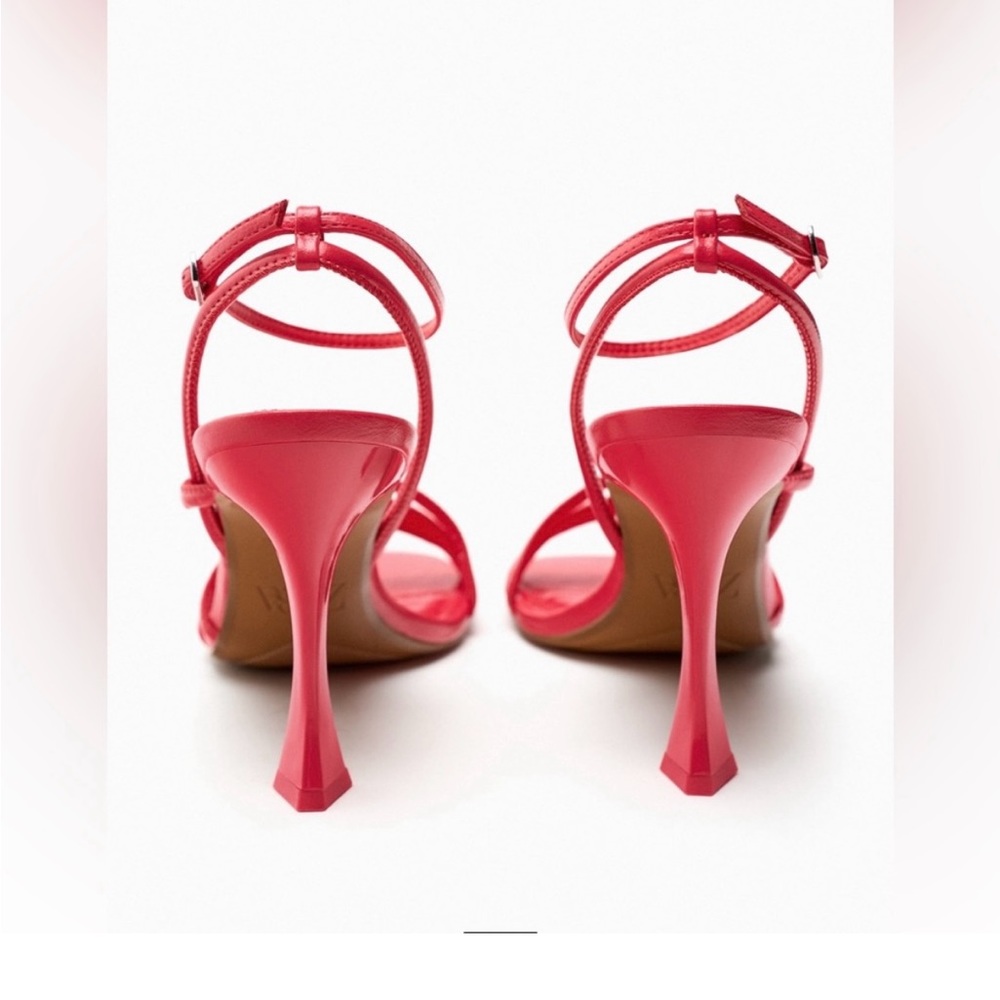 Zara High Heeled Strap Sandals Red. Size 8.5 - Picture 4 of 8